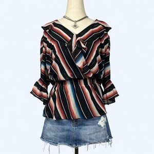 Lauren Ralph Lauren Black Label Striped Flowy Tunic Top Size Womens M